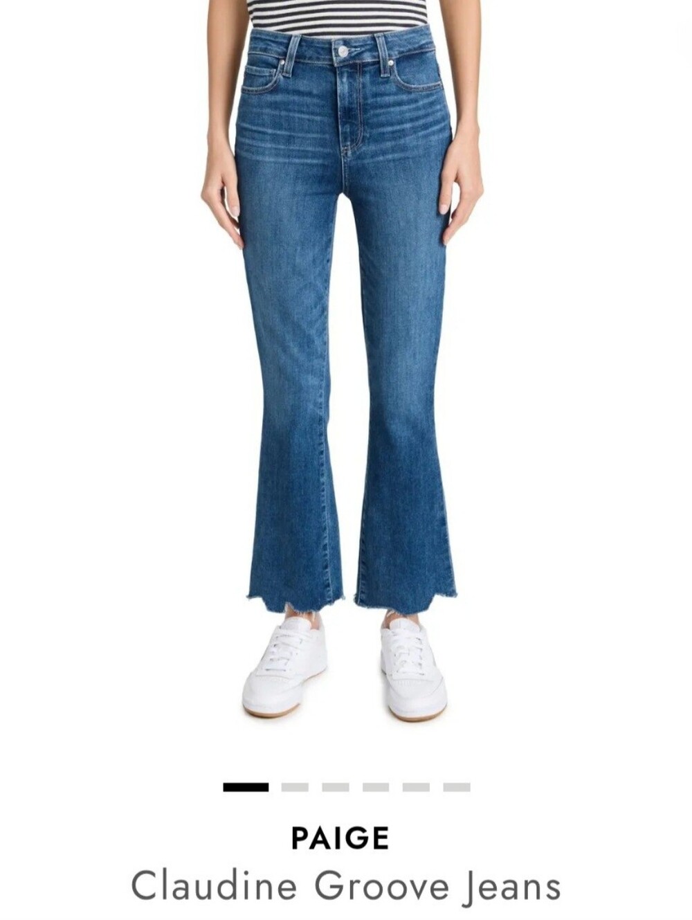 PAIGE Claudine Blue Cropped Bootcut Groove Jeans Raw Hem Sz 29 Denim